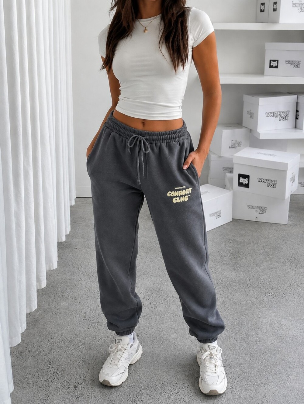 White Fox Comfort Club Sweatpants Size XS Grey Joggers